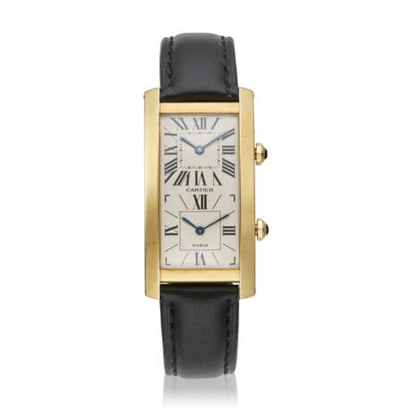 CARTIER, YELLOW GOLD 'TANK CINTREE' DUAL TIME - Foto 1