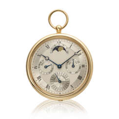 BREGUET, YELLOW GOLD PERPETUAL CALENDAR OPENFACE POCKET WATCH, REF. 1800BA