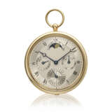 BREGUET, YELLOW GOLD PERPETUAL CALENDAR OPENFACE POCKET WATCH, REF. 1800BA - photo 1