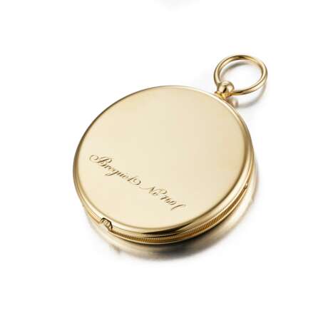 BREGUET, YELLOW GOLD PERPETUAL CALENDAR OPENFACE POCKET WATCH, REF. 1800BA - фото 3