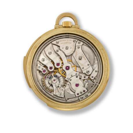 AUDEMARS PIGUET, YELLOW GOLD MINUTE REPEATING OPENFACE POCKET WATCH - photo 3