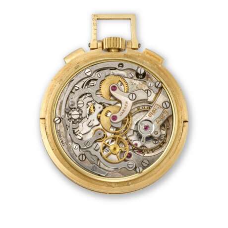 CARTIER / JAEGER, YELLOW GOLD CHRONOGRAPH OPENFACE POCKET WATCH - Foto 3