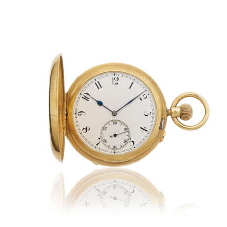 HENCHOZ FRÈRES, YELLOW GOLD CHRONOMETER WITH ONE MINUTE TOUBILLON REGULATOR HUNTER-CASE POCKET WATCH - фото 1