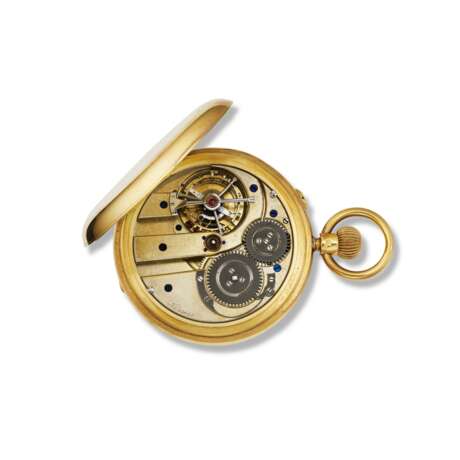 HENCHOZ FRÈRES, YELLOW GOLD CHRONOMETER WITH ONE MINUTE TOUBILLON REGULATOR HUNTER-CASE POCKET WATCH - photo 2