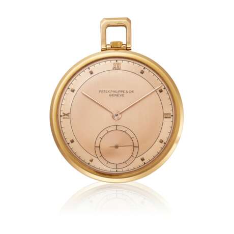 PATEK PHILIPPE & CIE, PINK GOLD OPENFACE POCKET WATCH - фото 1