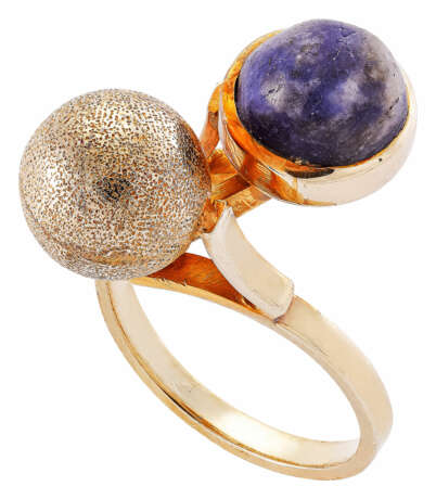 Toi-et-Moi Ring mit Lapislazuli und Goldkugel - фото 1