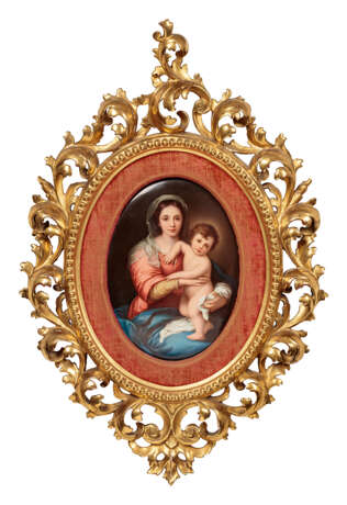 Ovale Bildplatte mit Madonna und Kind nach Bartolomé Esteban Murillo - Foto 1