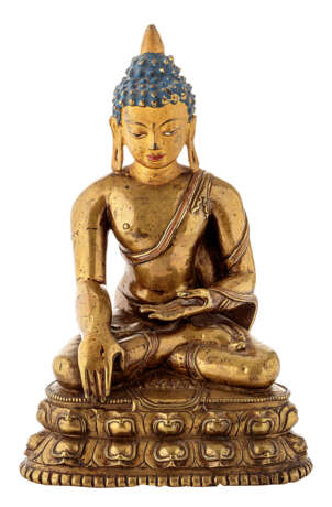 Tibetischer Buddha Shakyamuni mit Kaltbemalung - photo 1