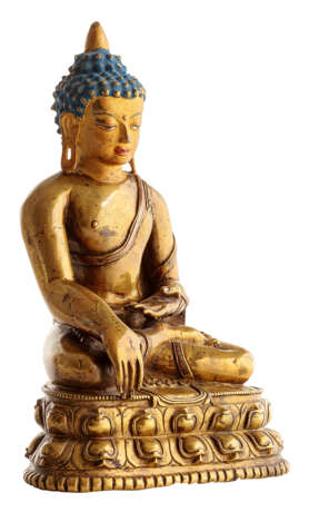 Tibetischer Buddha Shakyamuni mit Kaltbemalung - Foto 2