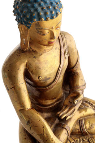 Tibetischer Buddha Shakyamuni mit Kaltbemalung - Foto 5