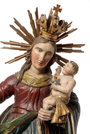 Maria als Königin des Himmels mit segnendem Jesuskind auf Originalsockel - фото 2