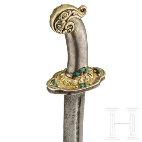 Silbermontiertes, steinbesetztes und teilvergoldetes Kurzschwert, Tibet, 20. Jhdt. - фото 6