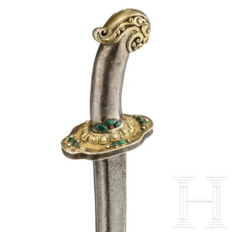 Silbermontiertes, steinbesetztes und teilvergoldetes Kurzschwert, Tibet, 20. Jhdt. - Foto 7