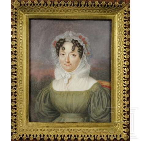 Portrait einer jungen Dame, Miniatur auf Elfenbein, wohl Frankreich, um 1820 - photo 2