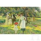 Wilhelm Schreuer (1866 - 1933) - "Sommerlicher Spaziergang mit Kindern im Park", impressionistisches Ölgemälde - Foto 2