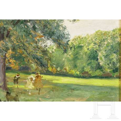 Wilhelm Schreuer (1866 - 1933) - "Sommerlicher Spaziergang mit Kindern im Park", impressionistisches Ölgemälde - photo 4