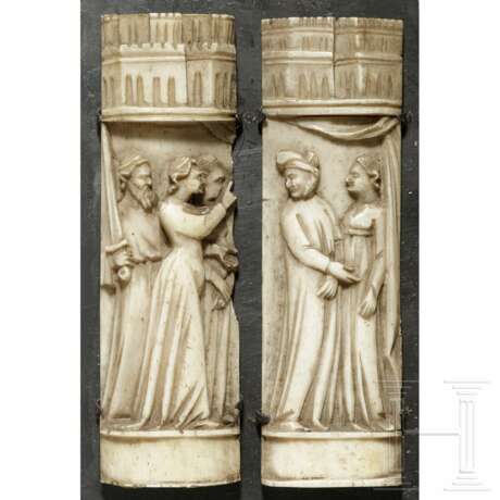 Set von sechs geschnitzten Bildpaneelen eines Embriachi-Kästchens, Venedig, 1. Hälfte 15. Jhdt. - Foto 3