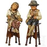 Ein Paar Keramikfiguren "Musizierende Bettler-Kinder", Italien, um 1900 - photo 1
