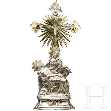 Silberne, teilvergoldete Monstranz mit Pietà, Lindau, 18. Jhdt. - photo 2