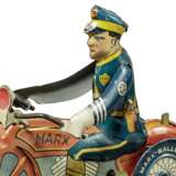 Polizei-Motorradfahrer von Marx Toys mit Aufziehschlüssel - Foto 5