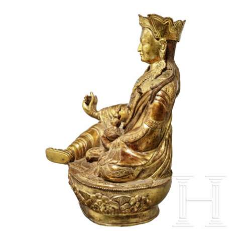 Padmasambhava-Bronze-Statuette, sino-tibetisch, 19. Jhdt. - Foto 7