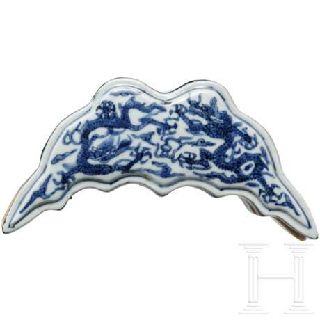 Blau-weiße Fledermausdose in Form von "Drache und Phönix" mit Deckel mit Jiajing-Marke - photo 3