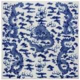 Blau-weiße Fünf-Drachen-Tafel, späte Qing-Ära - frühe Republik  - Foto 1