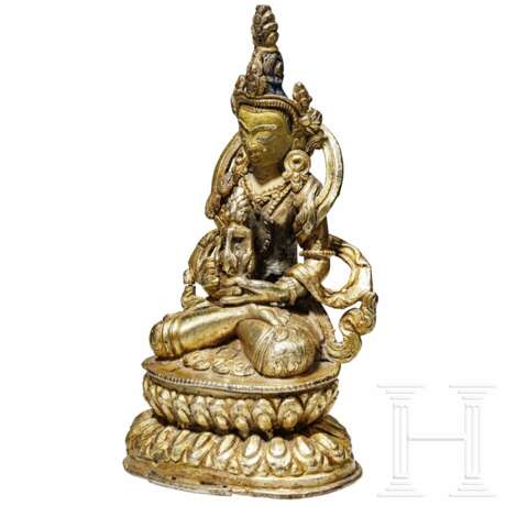 Figur des Amithabha mit Amrita-Gefäß, Bronze, Tibet, 18. Jhdt. - фото 4