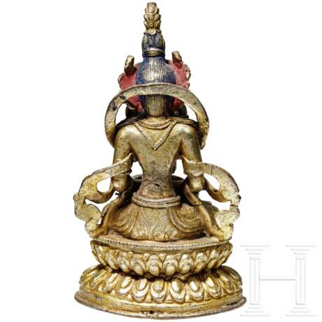Figur des Amithabha mit Amrita-Gefäß, Bronze, Tibet, 18. Jhdt. - фото 7