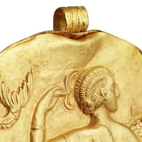 Herausragendes Goldmedaillon mit Nereide, hellenistisch, 3. Jhdt. v. Chr. - Foto 3
