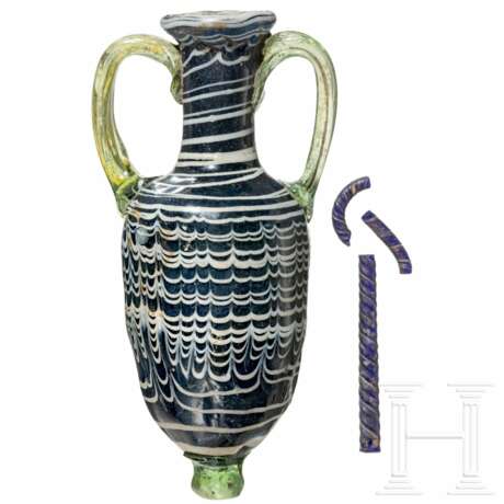 Polychromer Glas-Amphoriskos, hellenistisch, östlicher Mittelmeerraum, 2. - Mitte 1. Jhdt. v. Chr. - Foto 2