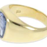 Ring: seltener, solide gefertigter vintage Siegelring mit Wappen-Saphir, 18K Gold - photo 3