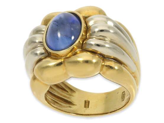Ring: attraktiver, solider neuwertiger Gelbgoldring mit Saphircabochon von ca. 4ct, 18K Gold - Foto 2