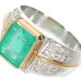 Ring: neuwertiger Bicolor-Smaragdring von ca. 2,16ct, Platin/18K Gold - фото 1