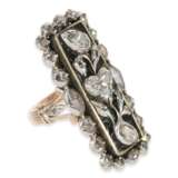 Ring: großer ungewöhnlicher antiker Ring mit floralem Motiv und Diamantrosenbesatz, 14K Gold/Silber - Foto 1