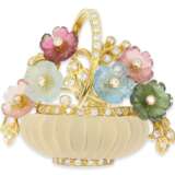 Brosche/Anhänger: äußerst dekorative und wertvolle Blumenbrosche mit Brillanten, Farbsteinen und Bergkristall - Foto 2
