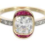 Ring: hochfeiner antiker Rubin/Diamant-Goldschmiedering, Altschliff-Diamant von ca. 1,4ct, vermutlich um 1910 - photo 2