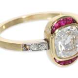 Ring: hochfeiner antiker Rubin/Diamant-Goldschmiedering, Altschliff-Diamant von ca. 1,4ct, vermutlich um 1910 - photo 3