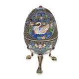 Dose: reich verzierte Silberdose mit feinsten Emaillierungen, im Stil der Fabergé-Eier, Russland 20. Jahrhundert - Foto 2