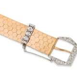 Armband: ungewöhnliches, aufwändig gefertigtes Goldarmband in Form eines Gürtels mit Brillantbesatz, 18K Gold - Foto 5