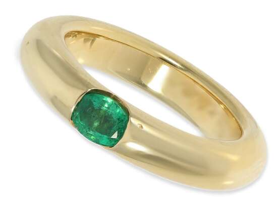 Ring: sehr solide gefertigter Bandring mit Smaragd, 18K Gelbgold - Foto 1