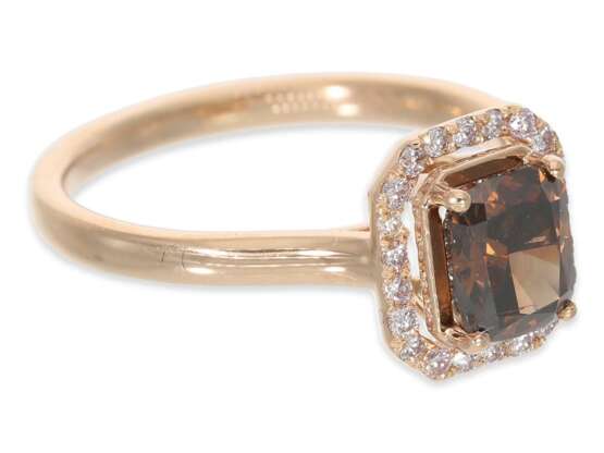 Ring: moderner neuwertiger Roségoldring mit Natural Fancy Diamant von 1,3ct, mit IGI-Report - фото 2