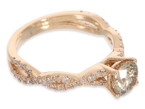 Ring: sehr dekorativer moderner Roségoldring mit einem Fancy Brillant von ca. 1ct, 14K Gold - photo 3