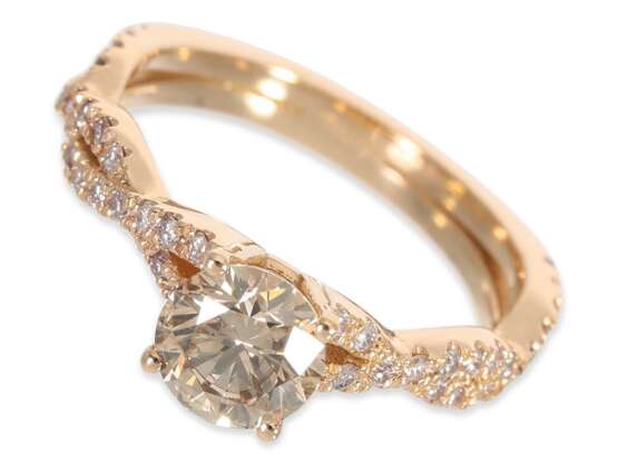 Ring: sehr dekorativer moderner Roségoldring mit einem Fancy Brillant von ca. 1ct, 14K Gold - фото 4