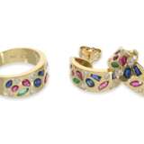 Kette/Collier/Ohrschmuck/Ring: hochwertiges und dekoratives multicolor Schmuck-Set aus 18K Gold mit Farbsteinen und Brillanten - Foto 2