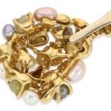 Ring/Anhänger/Brosche: handgefertigtes unikates Schmuckset mit großen ungeschliffenen Roh-Diamanten( ca. 15-20ct), Perlen und Brillanten - photo 6