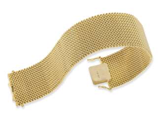 Armband: sehr schönes breites Goldarmband in Flechtoptik, 18K Gold