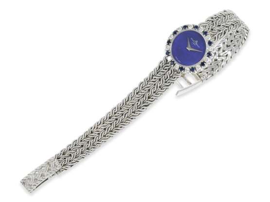 Armbanduhr: hochwertige vintage Baume & Mercier Damenuhr mit Brillant/Saphirlünette, insgesamt 1,08ct - photo 1