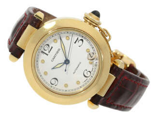 Armbanduhr: luxuriöse Cartier Pasha Automatic Medium Ref.1035, 18K Gold mit Originalband, aus Privatbesitz