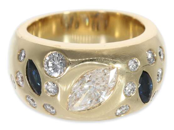 Ring: schwerer, sehr massiver und ausgefallener Saphir/Diamant-Goldschmiedering, ca. 2,14ct - фото 2